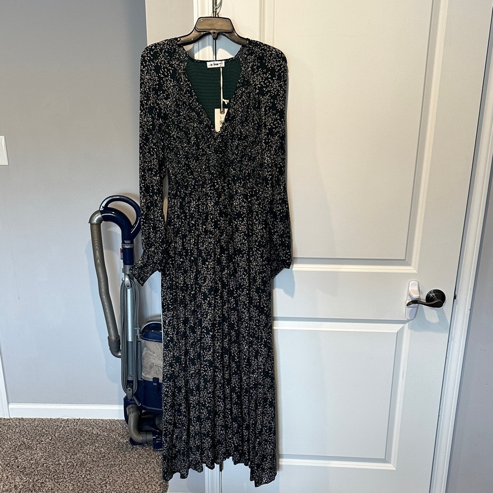 Black Floral Maxi Dress with V-Neck